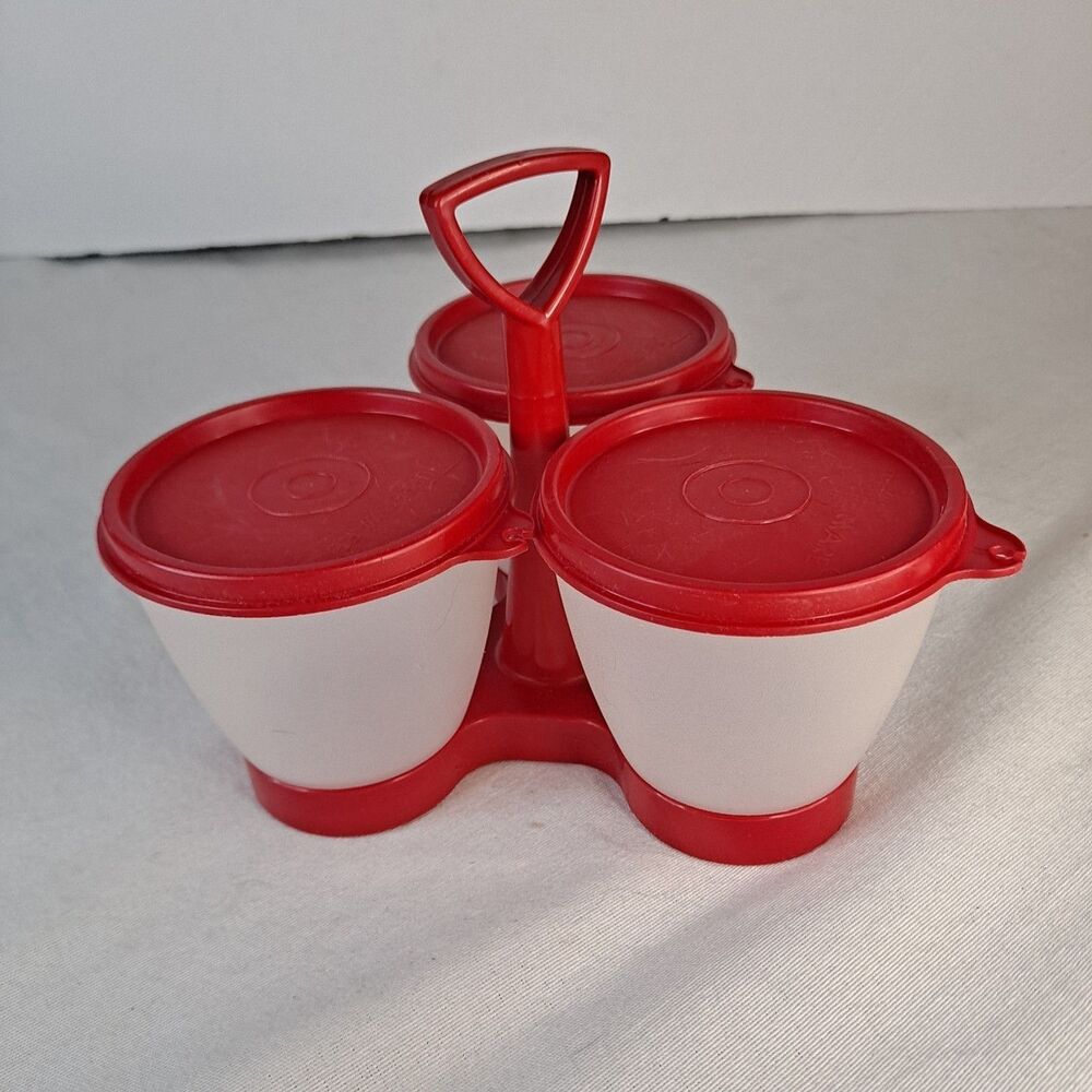 Tupperware Condiment Caddy Red/Clear Picnic Camping